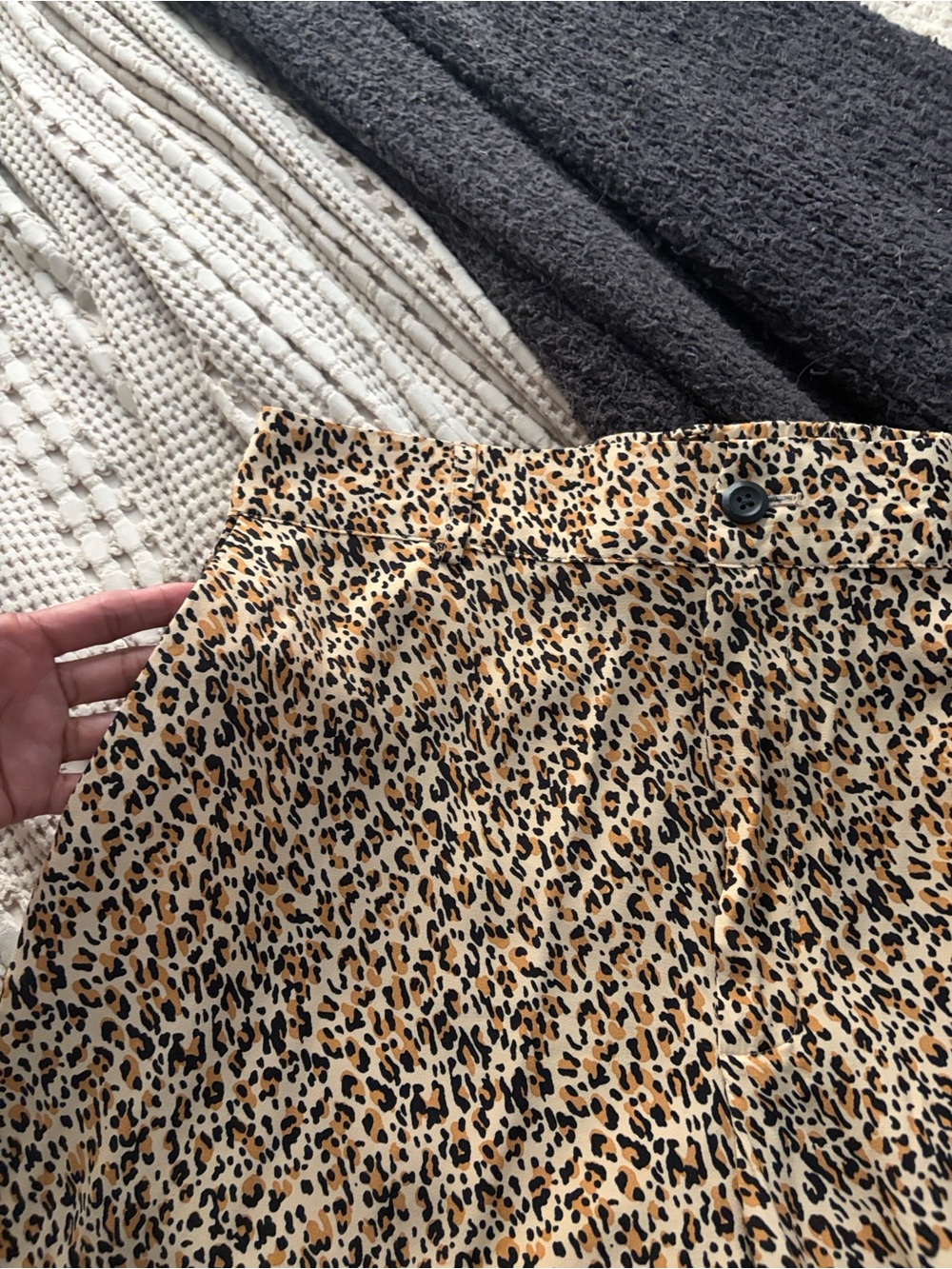 Leopard Print A-Line Women's Dressy pants Tan & Black